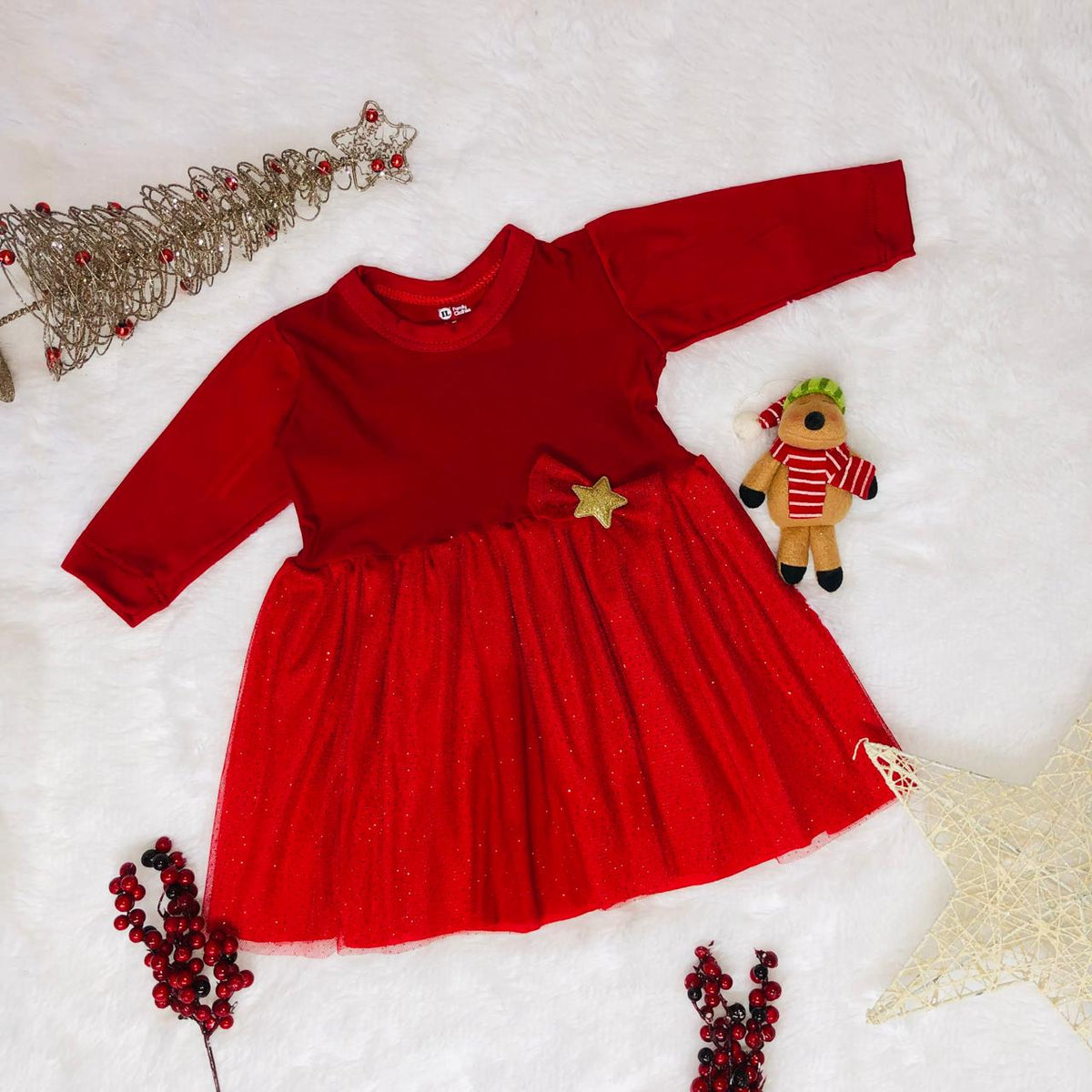 vestido rojo navidad para bebe niña