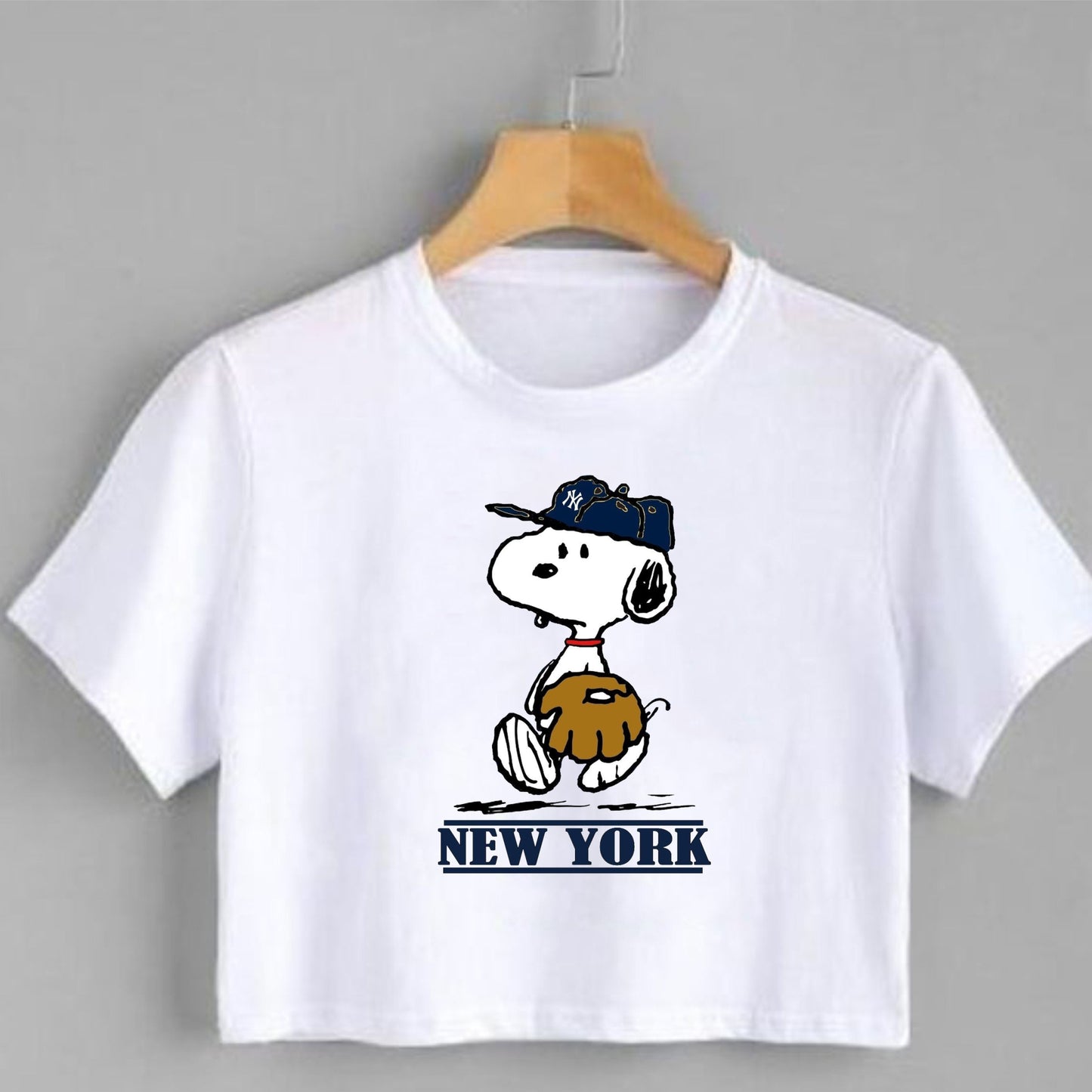 Camiseta corta para mujer snoopy Beisbol