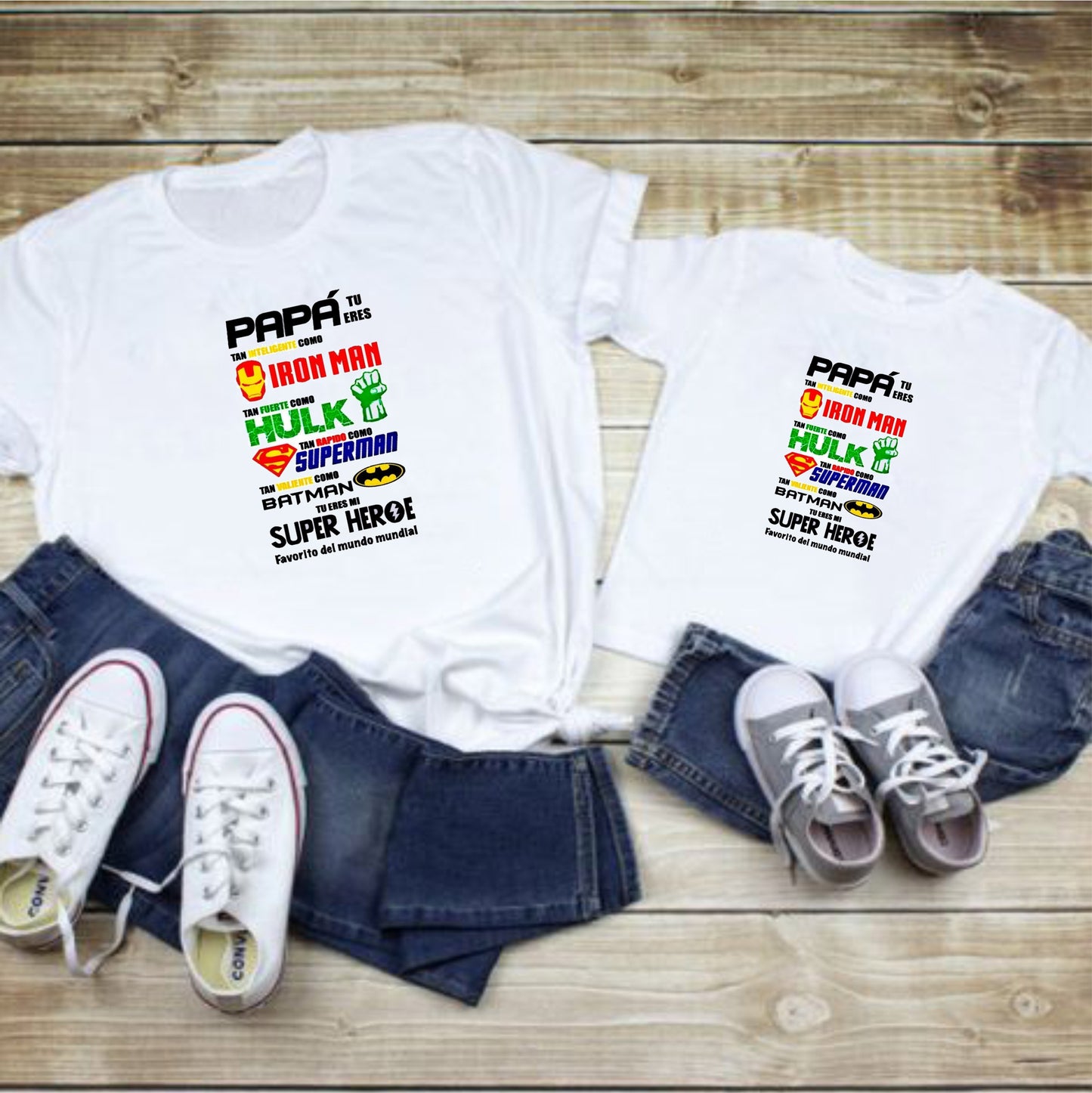 Camisetas papá e hijo Papá superhéroe
