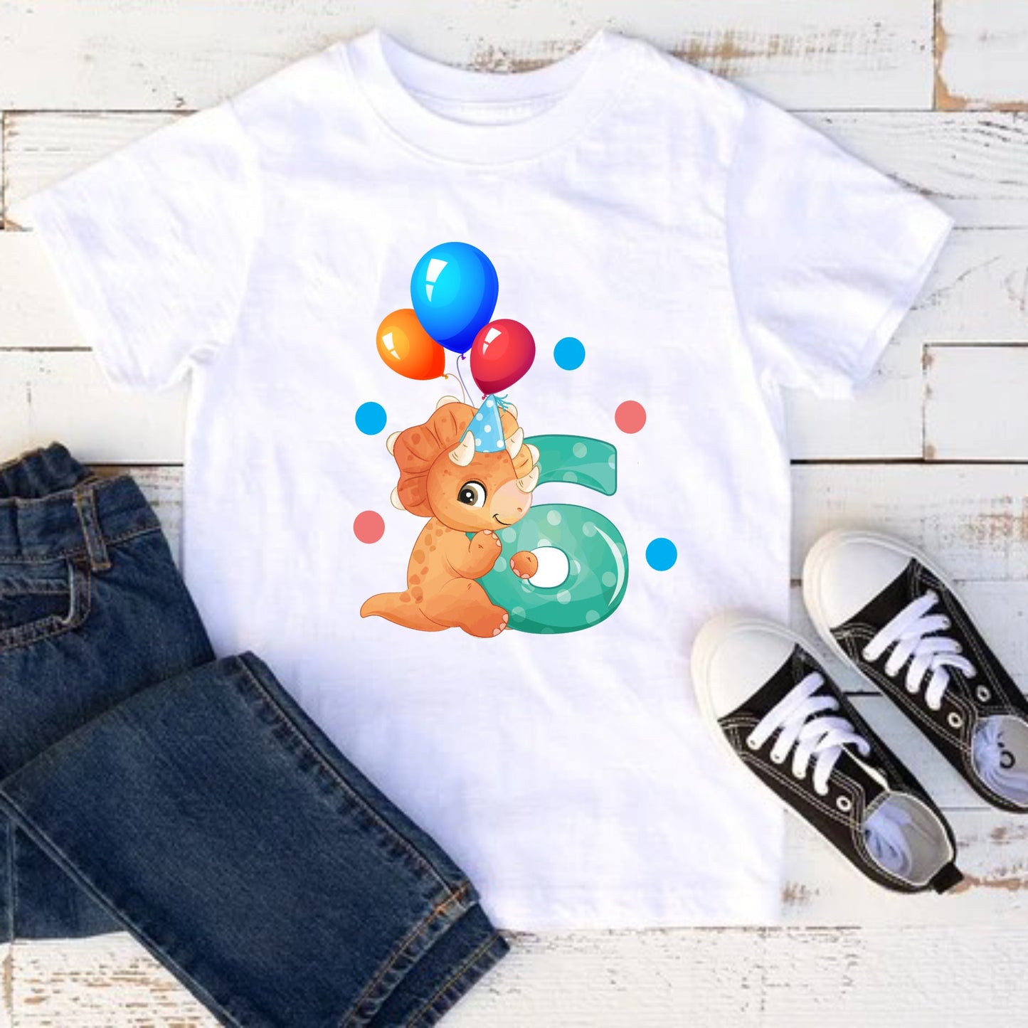 Camiseta para niño cumpleaños Dinosaurios