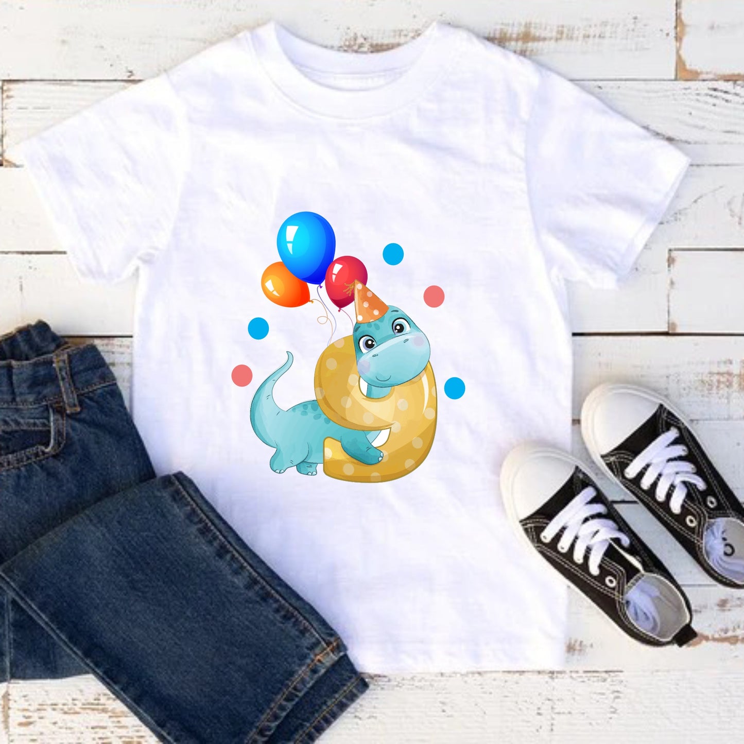 Camiseta para niño cumpleaños Dinosaurios