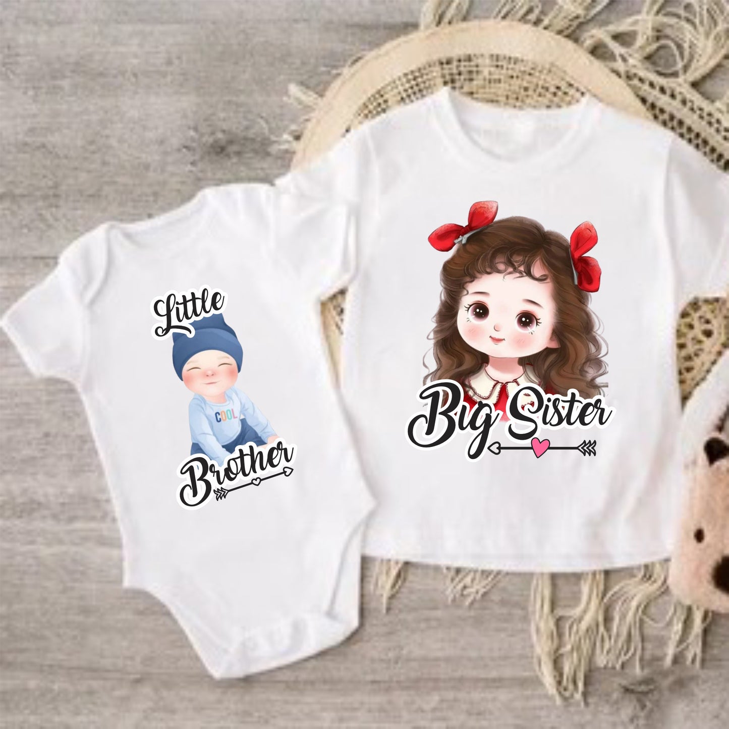 Camisetas para hermanos Big Sister, Little Brother