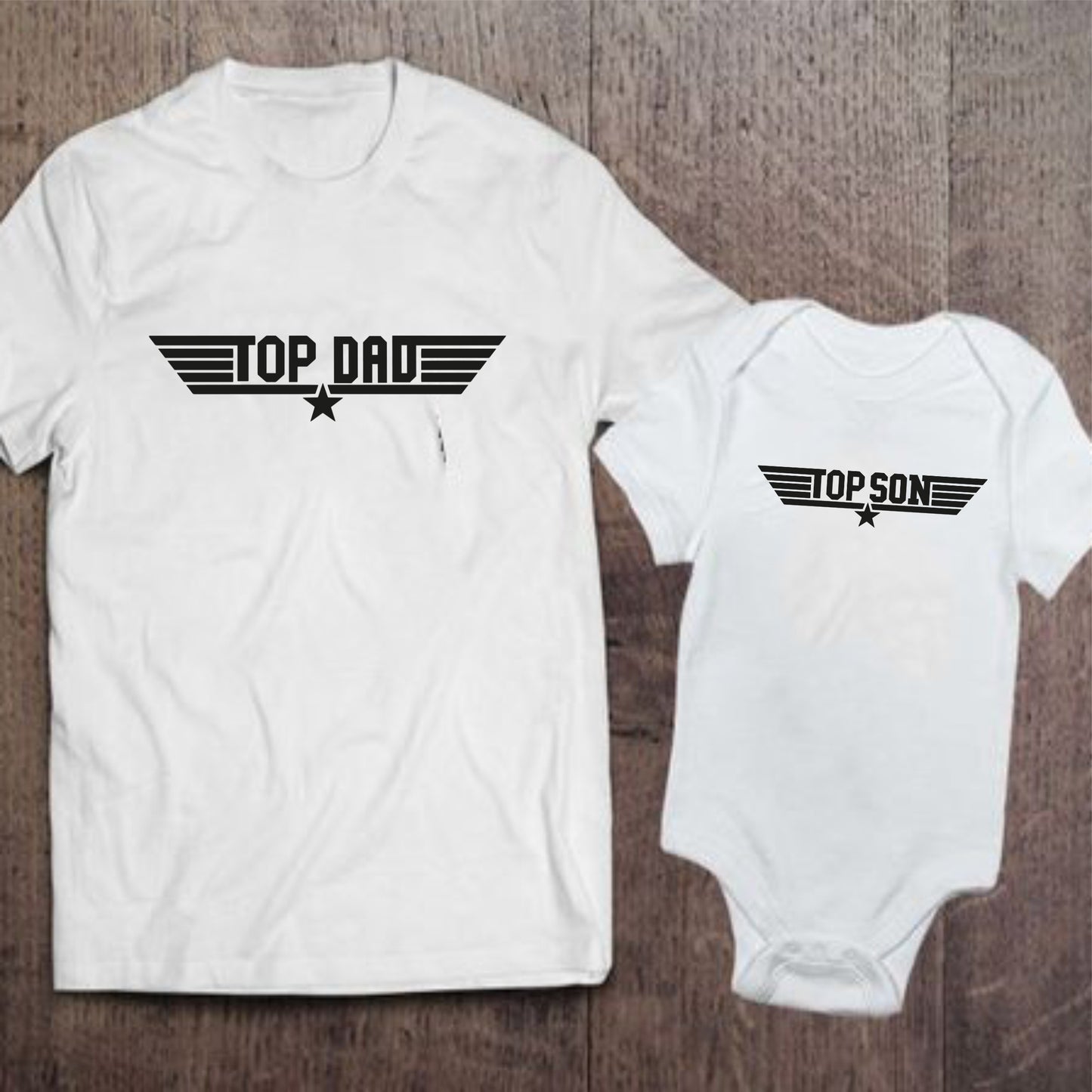 Camisetas papá e hijo Top Dad, Top Son