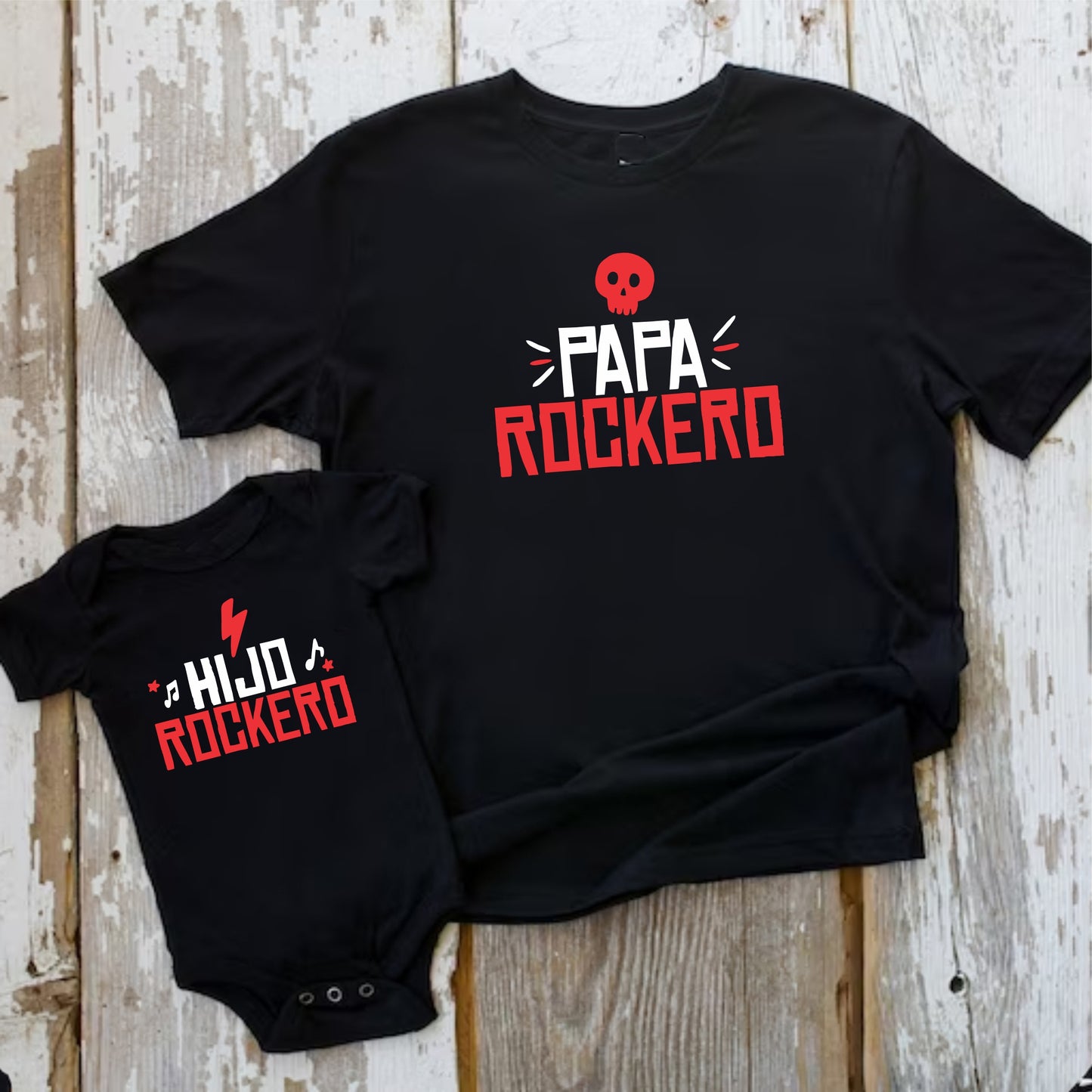 Camisetas papá e hijo Papá Rockero