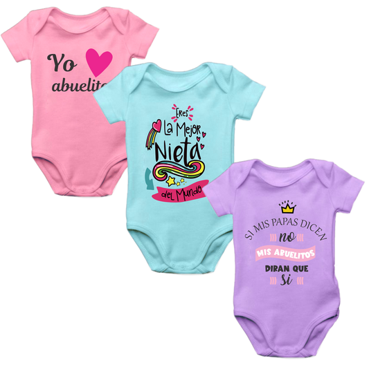 Set x 3 Body Mameluco Bebé frases