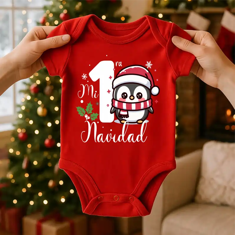 Body Navideño, 100% Algodón, ideal para piel de bebés