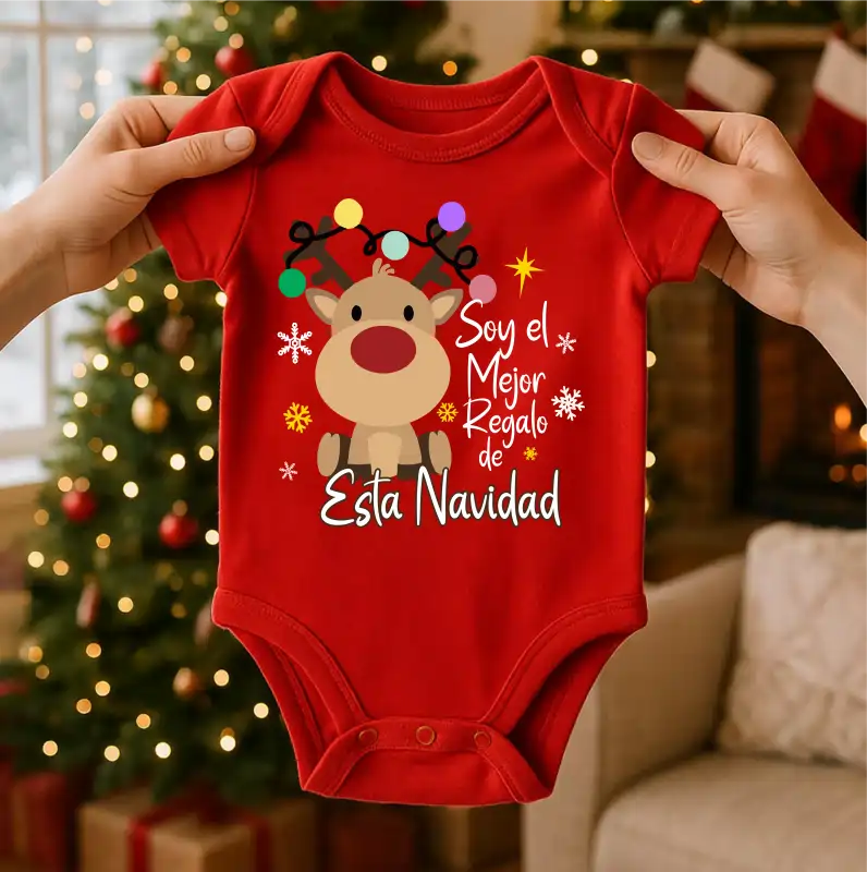 Body Navideño, 100% Algodón, ideal para piel de bebés