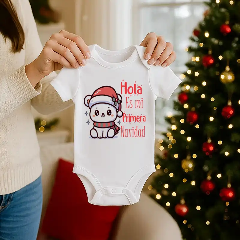 Body Navideño, 100% Algodón, ideal para piel de bebés