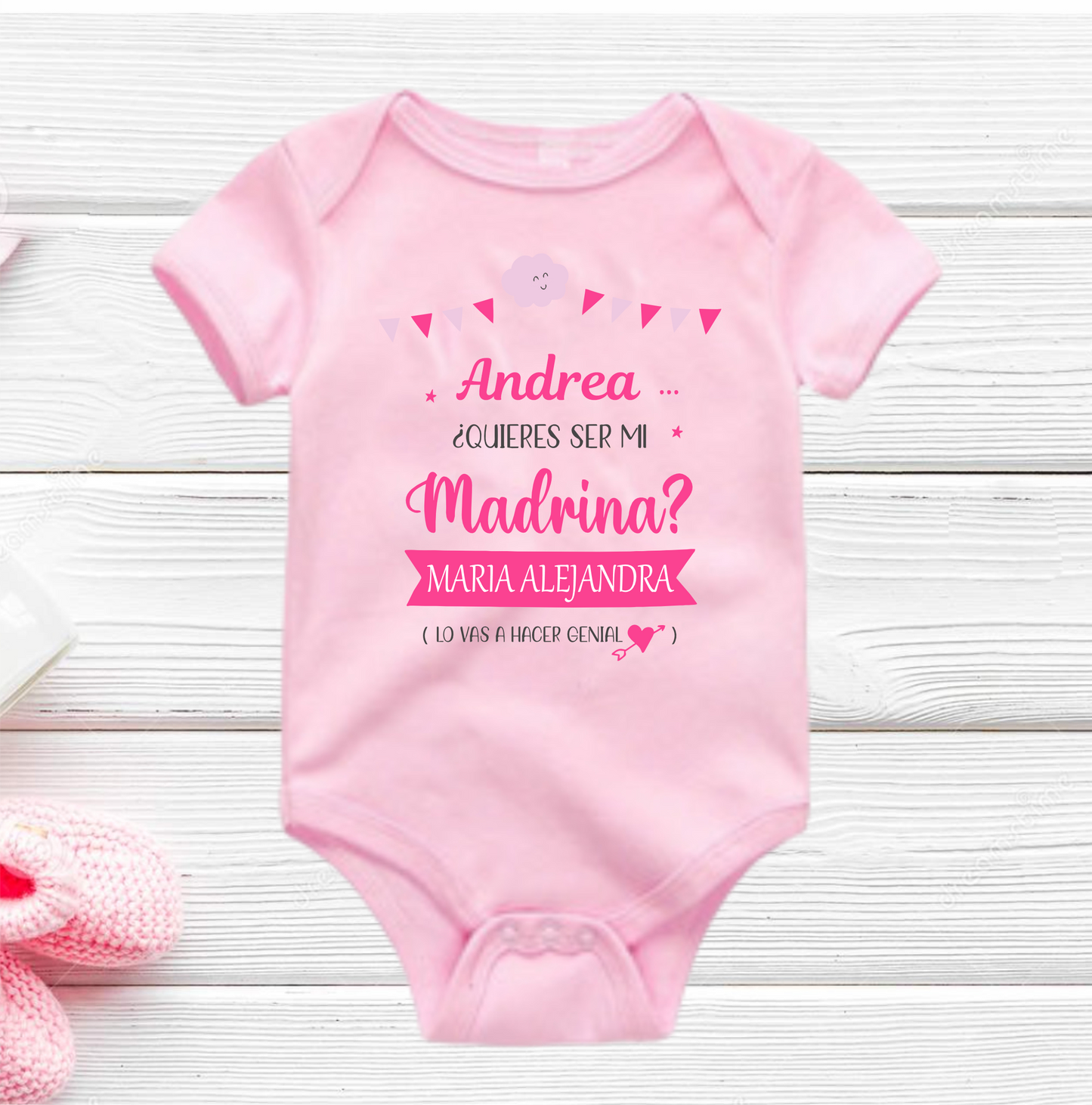 Body Mameluco quieres ser mi madrina personalizado