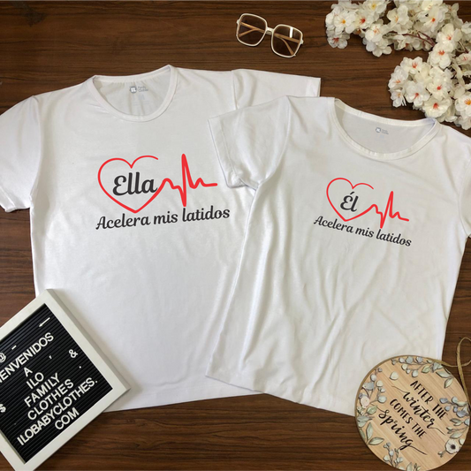 Camiseta para parejas acelera mis latidos