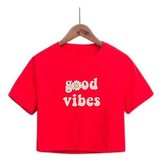 Camiseta corta para mujer Good Vibes