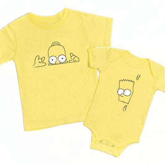 Camisetas papá e hijo  Homero y Bart Simpsons