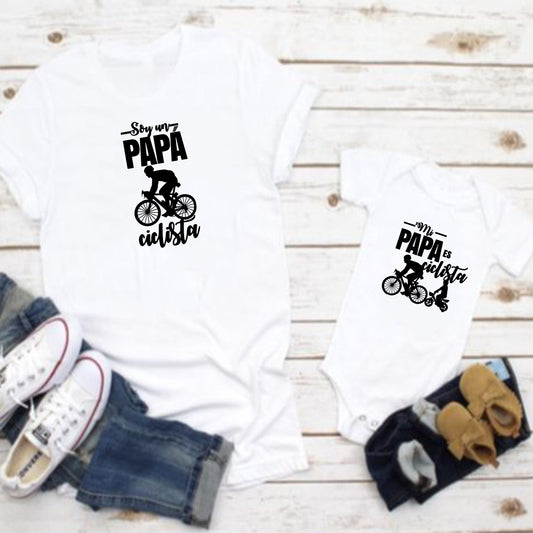 Camisetas papá e hijo, papá ciclista