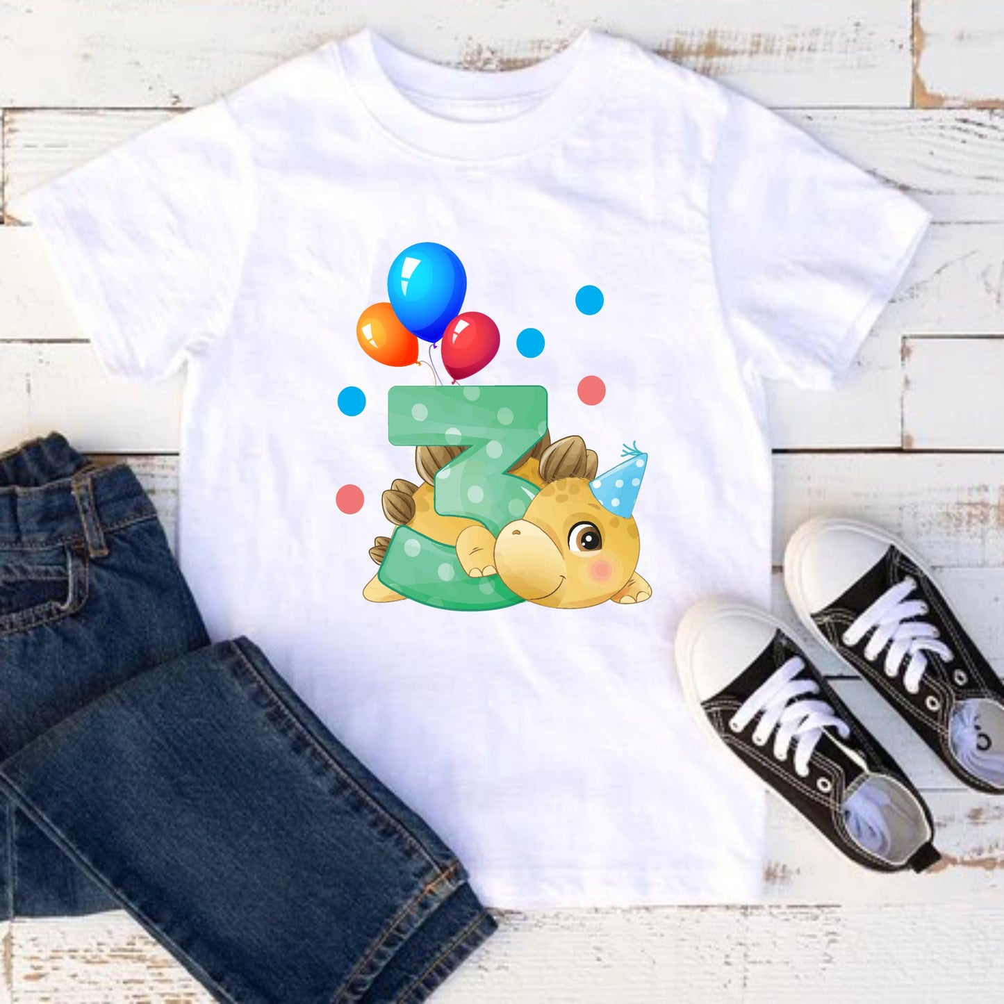 Camiseta para  niño cumpleaños Dinosaurios