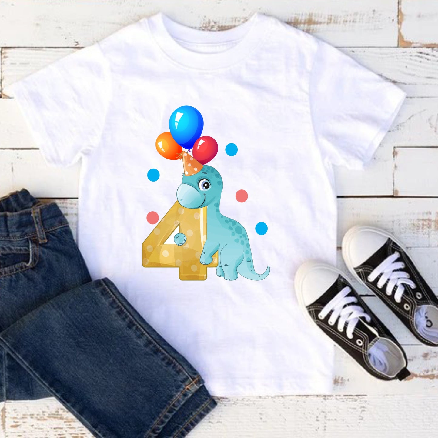 Camiseta para  niño cumpleaños Dinosaurios