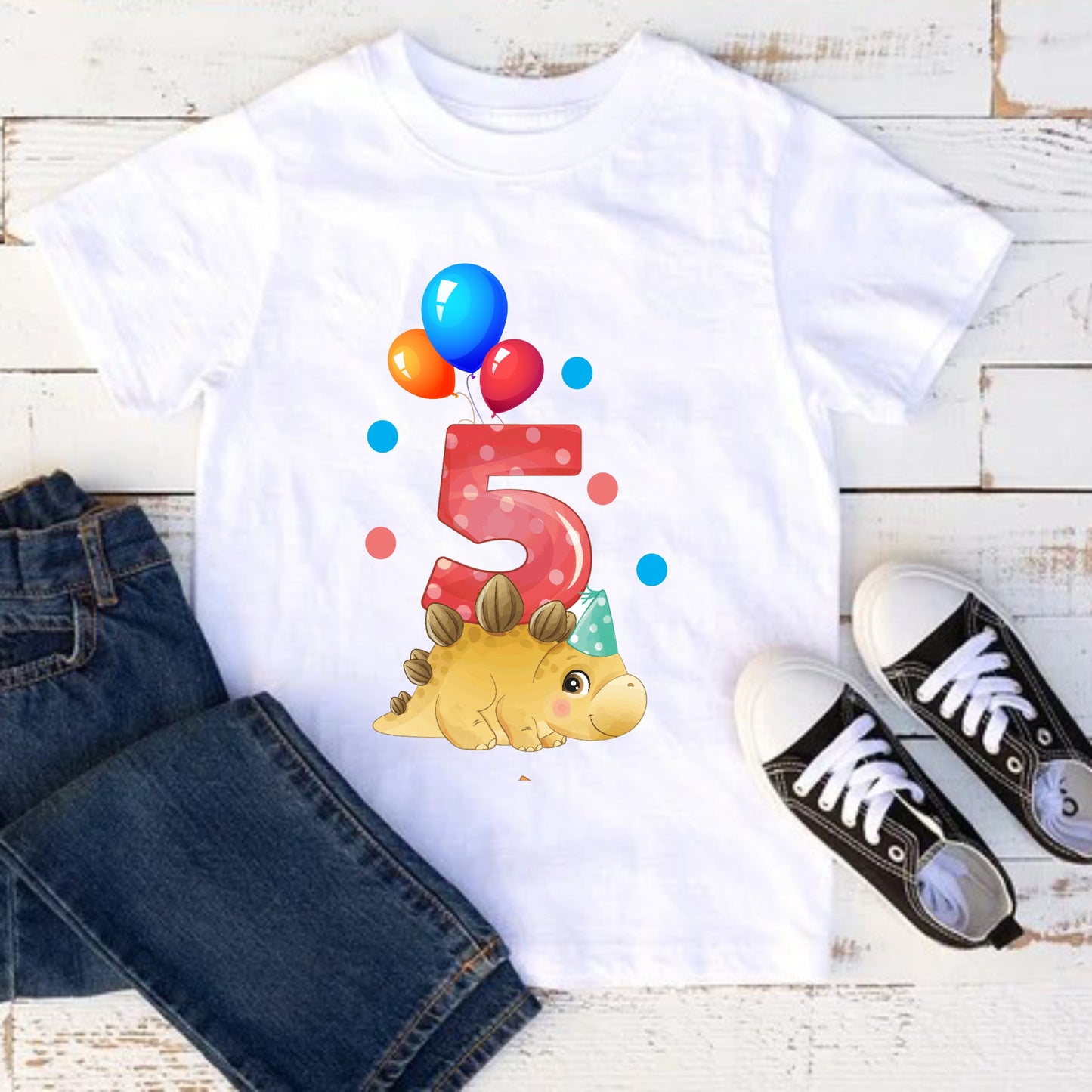 Camiseta para  niño cumpleaños Dinosaurios