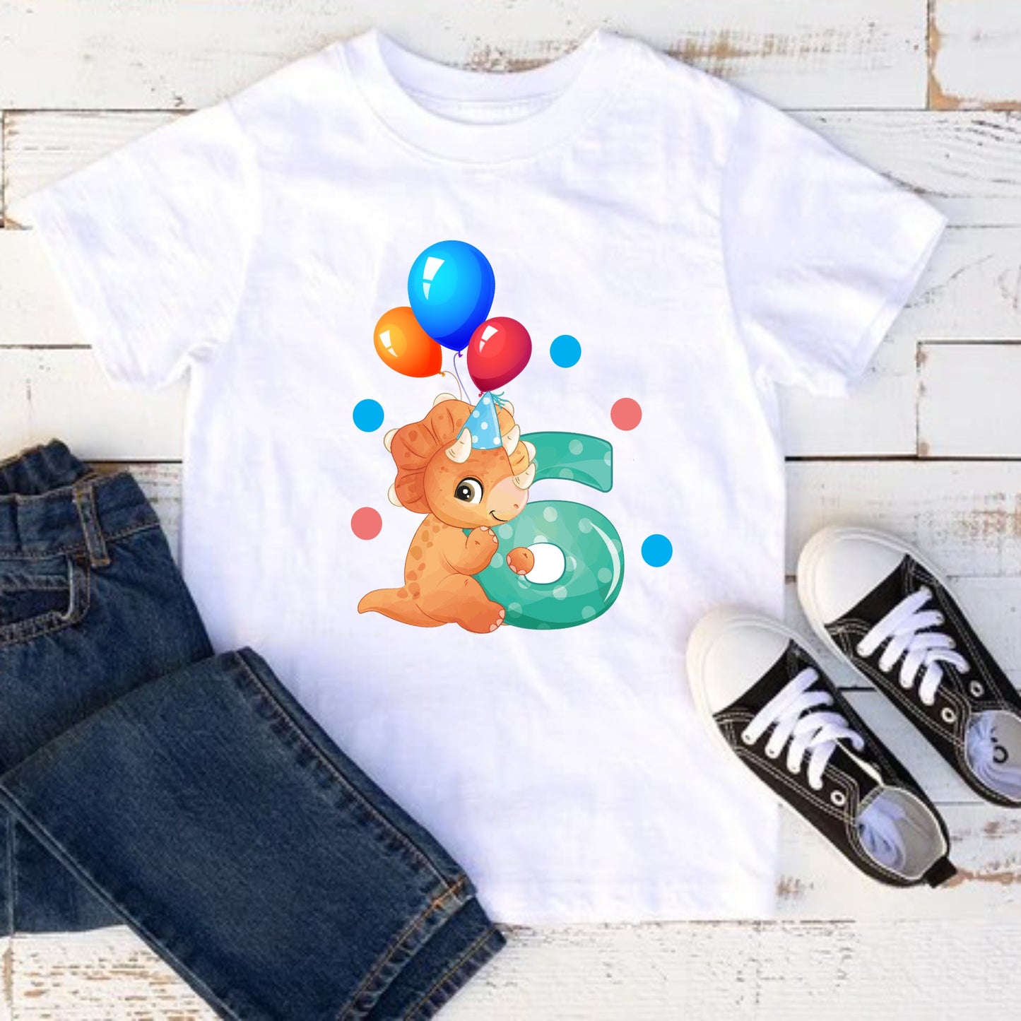 Camiseta para  niño cumpleaños Dinosaurios