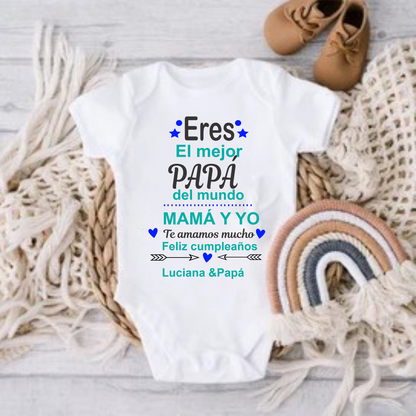 Body Mameluco Feliz cumpleaños papá personalizado