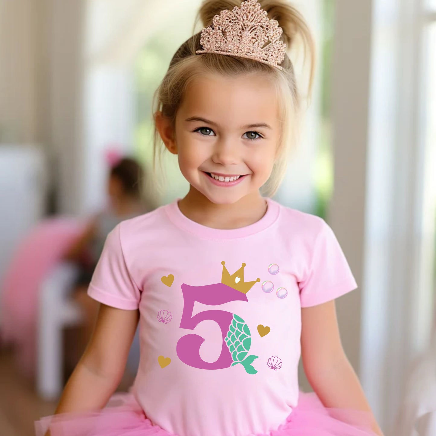 Camiseta para  niña cumpleaños sirena