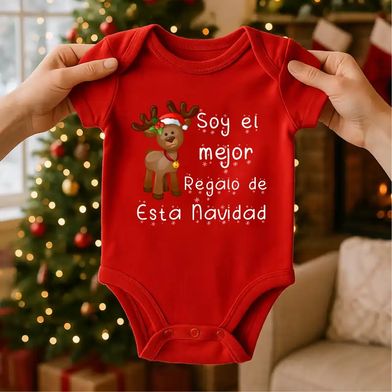 Body Navideño, 100% Algodón, ideal para piel de bebés