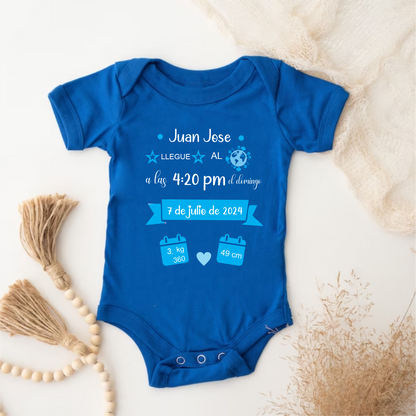 Body Mameluco bebe datos de nacimiento niño personalizado