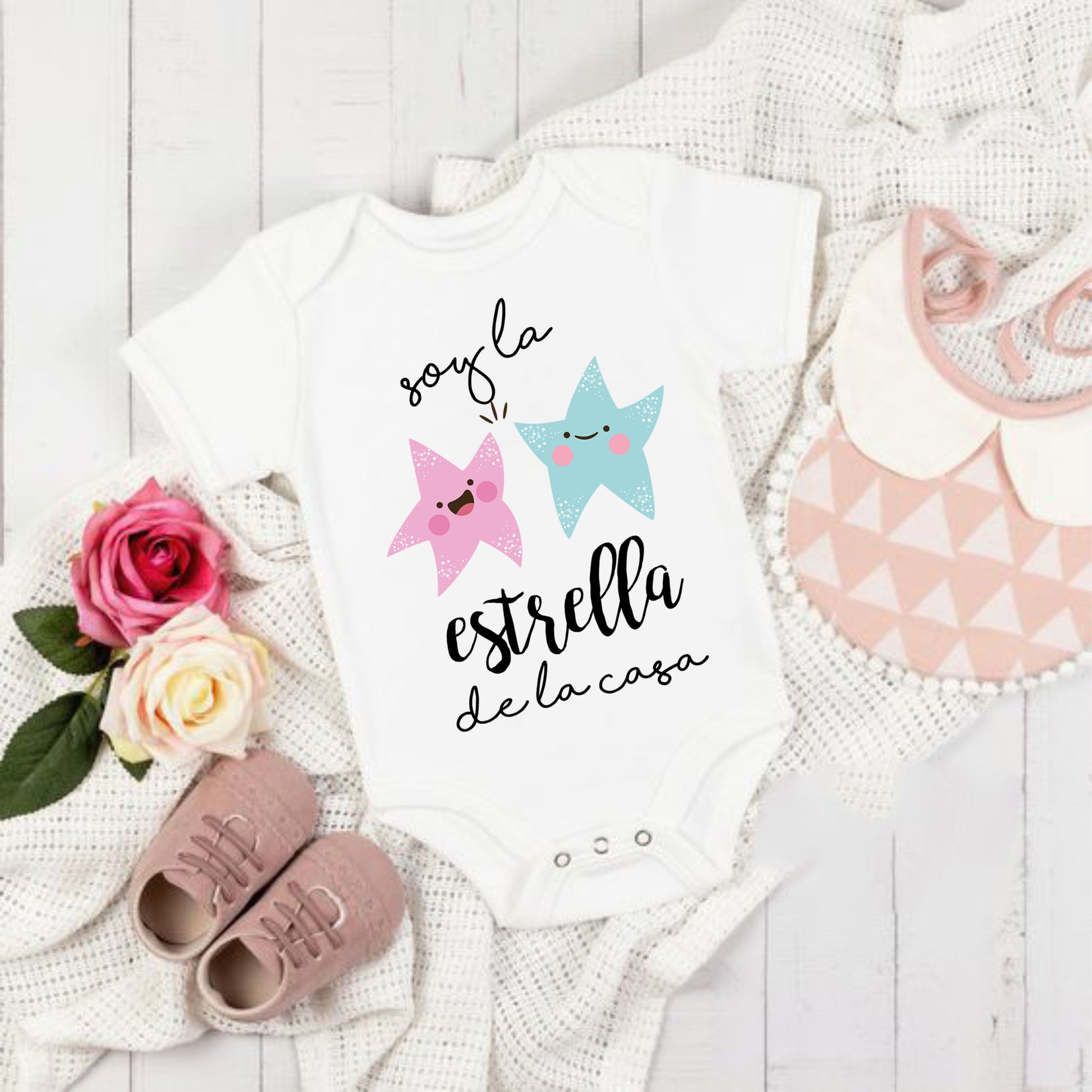 Body Mameluco para bebé niña soy la estrella de la casa 0-3 meses