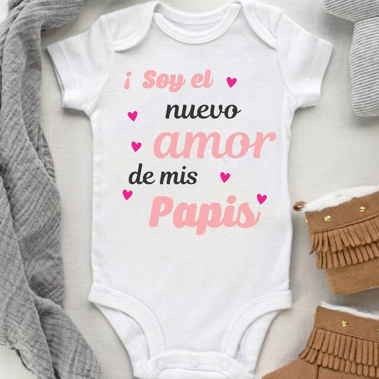 Body Mameluco para bebé niña soy el nuevo amor de mis papis