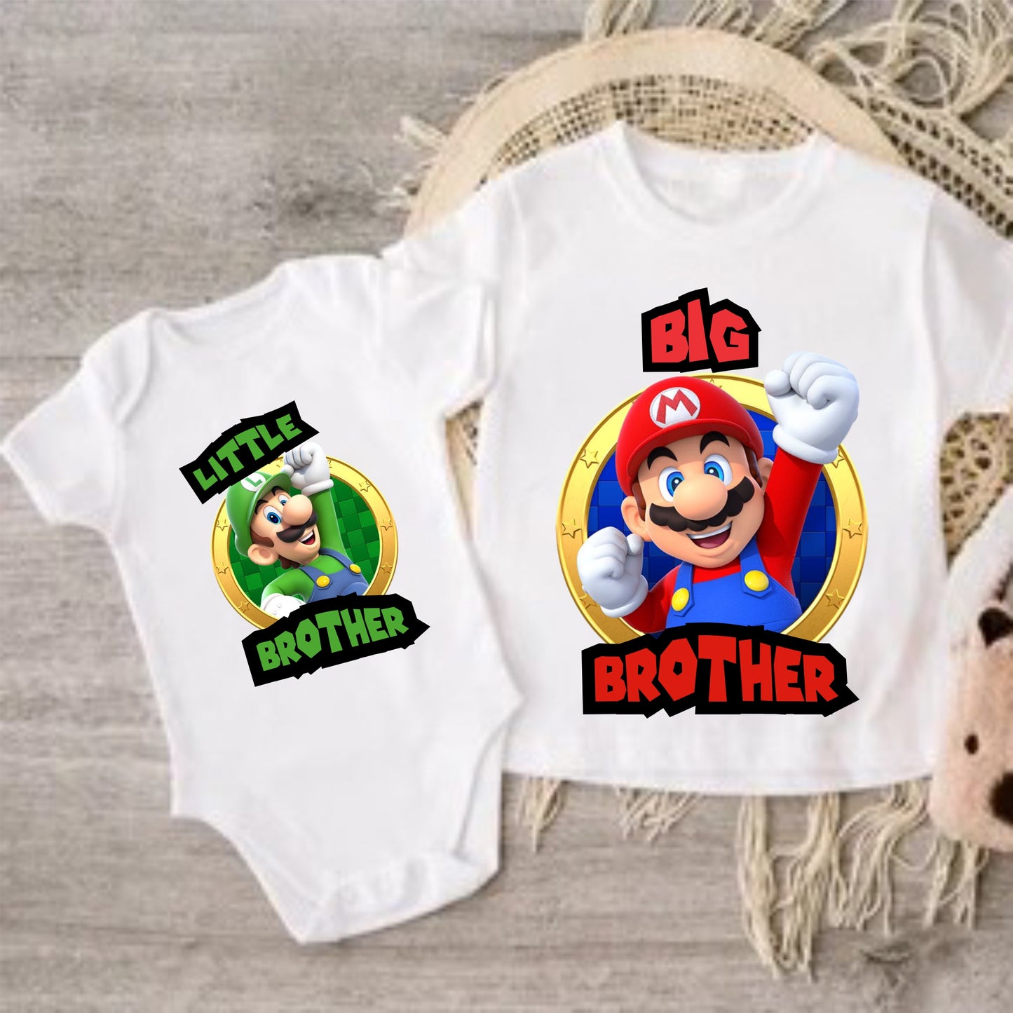 Camisetas para hermanos Mario Bross y Luiggi