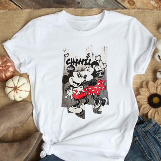 Camiseta Larga Mujer mickey y minnie