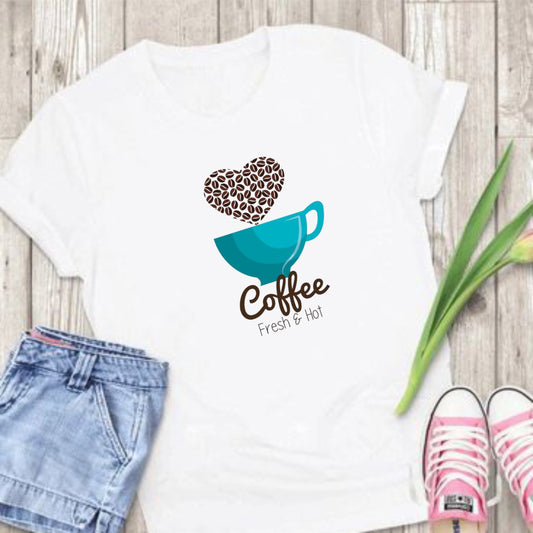 Camiseta Larga Mujer Café frio y caliente!