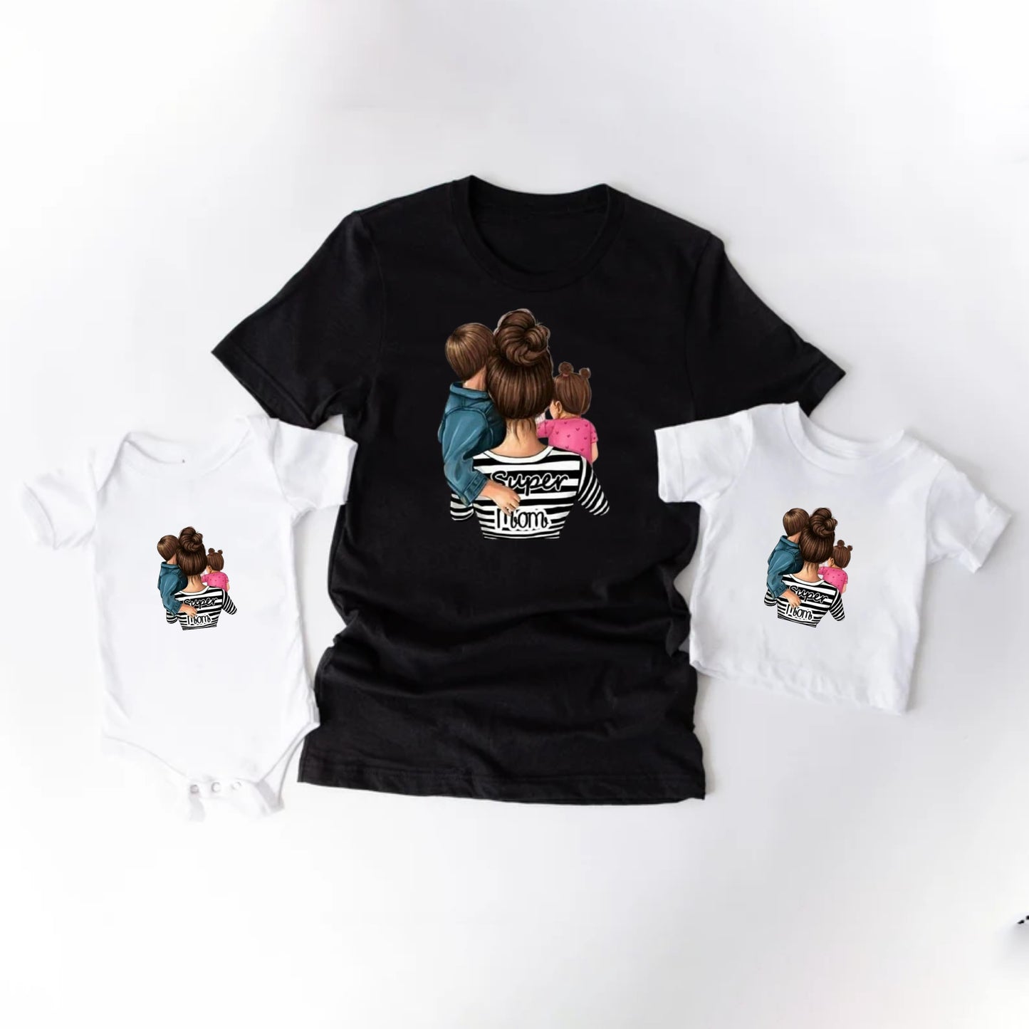 Camisetas Mamá e hijos . super mom