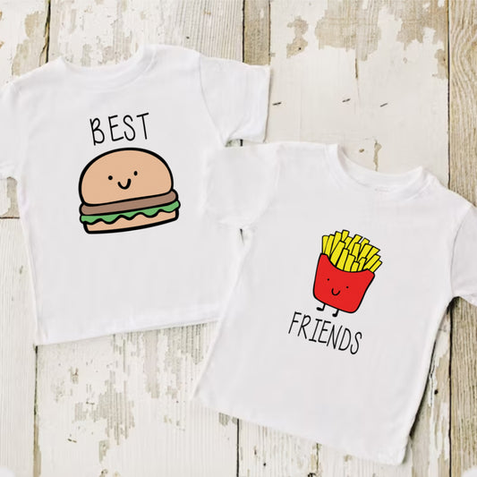 Camisetas para hermanos best Friends Papas y hamburguesa